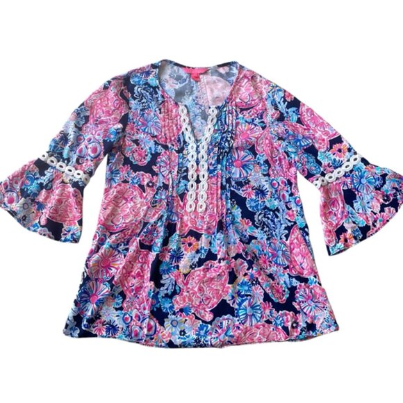 Lilly Pulitzer size XL Hollie Tunic Pink Oasis Shell Me You Love Me - Picture 2 of 6